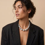 SOLGERD Waterproof Silver Stainless Steel Statement Necklace - Sanded Finish - DANSK Copenhagen
