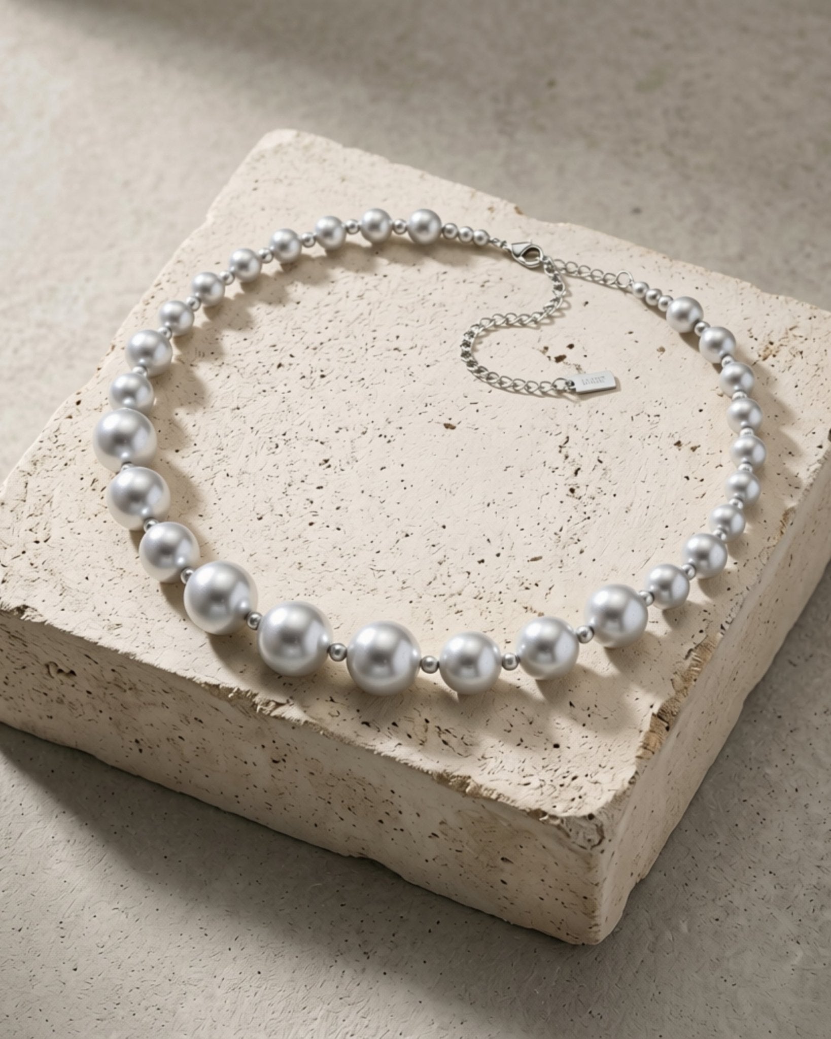 SOLGERD Waterproof Silver Stainless Steel Statement Necklace - Sanded Finish - DANSK Copenhagen