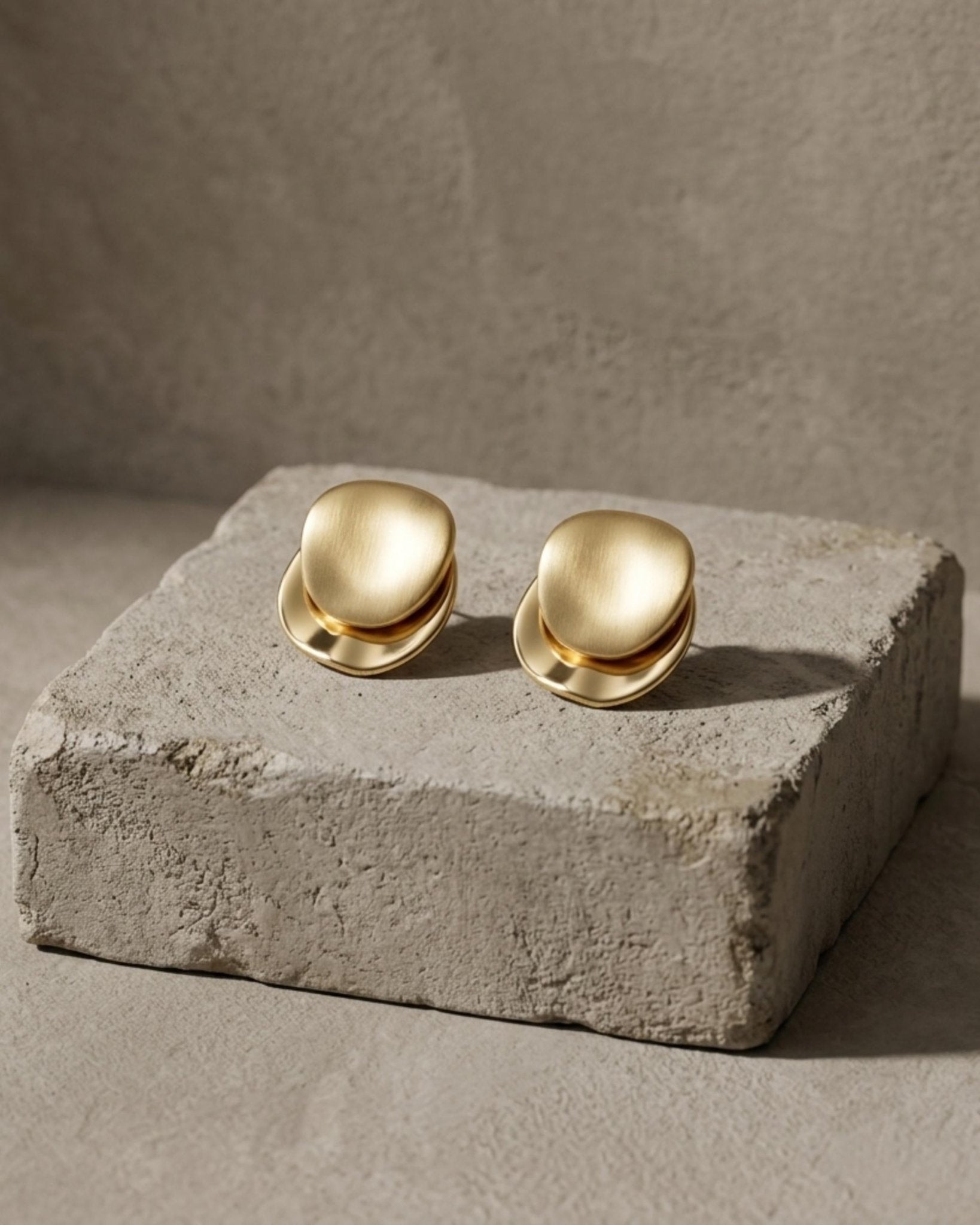 TOVE Waterproof 18K Gold Plated 2in1 Earrings - Brushed/Polished Stainless Steel - DANSK Copenhagen