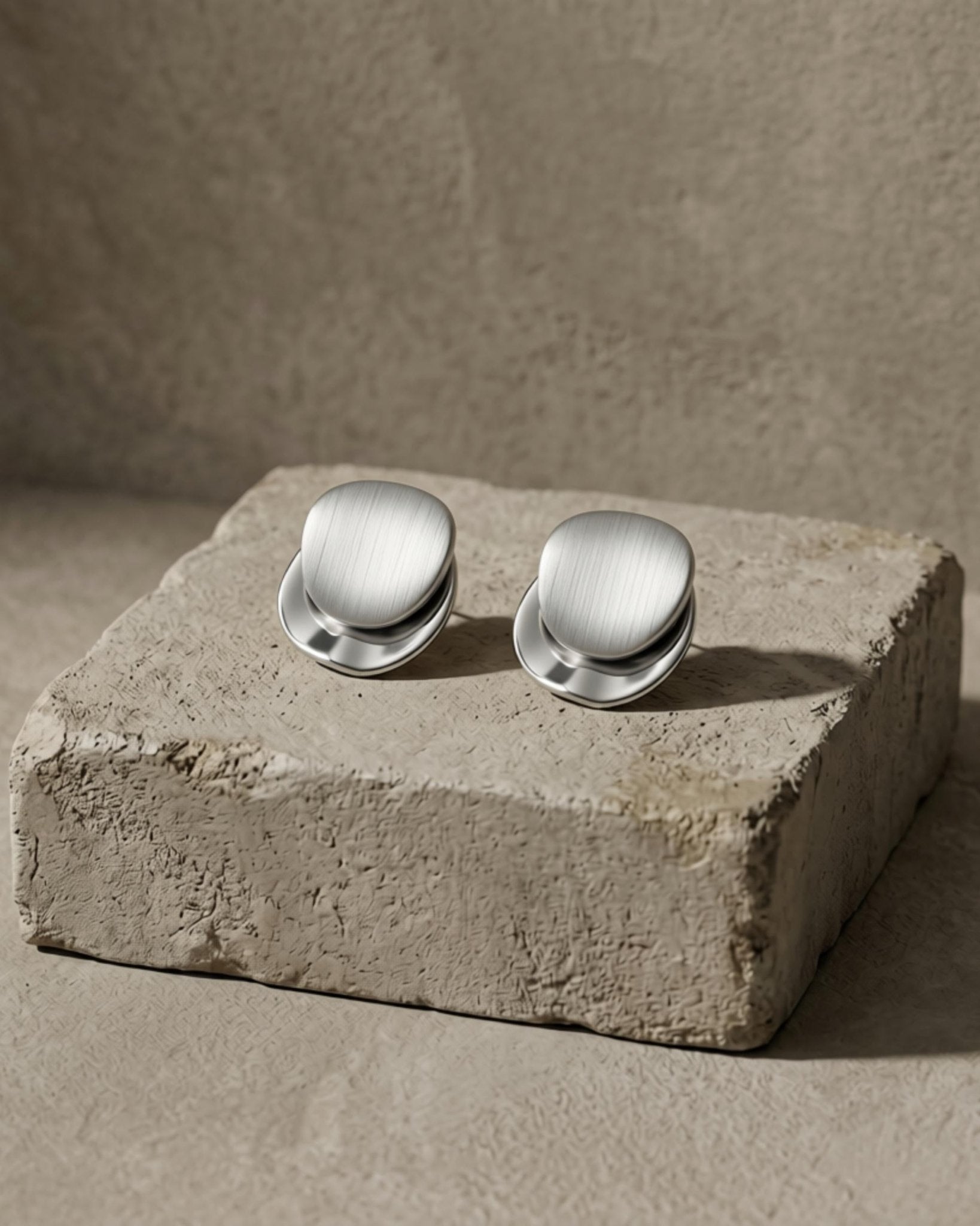 TOVE Waterproof Silver Stainless Steel 2in1 Earrings - Brushed/Polished Finish - DANSK Copenhagen