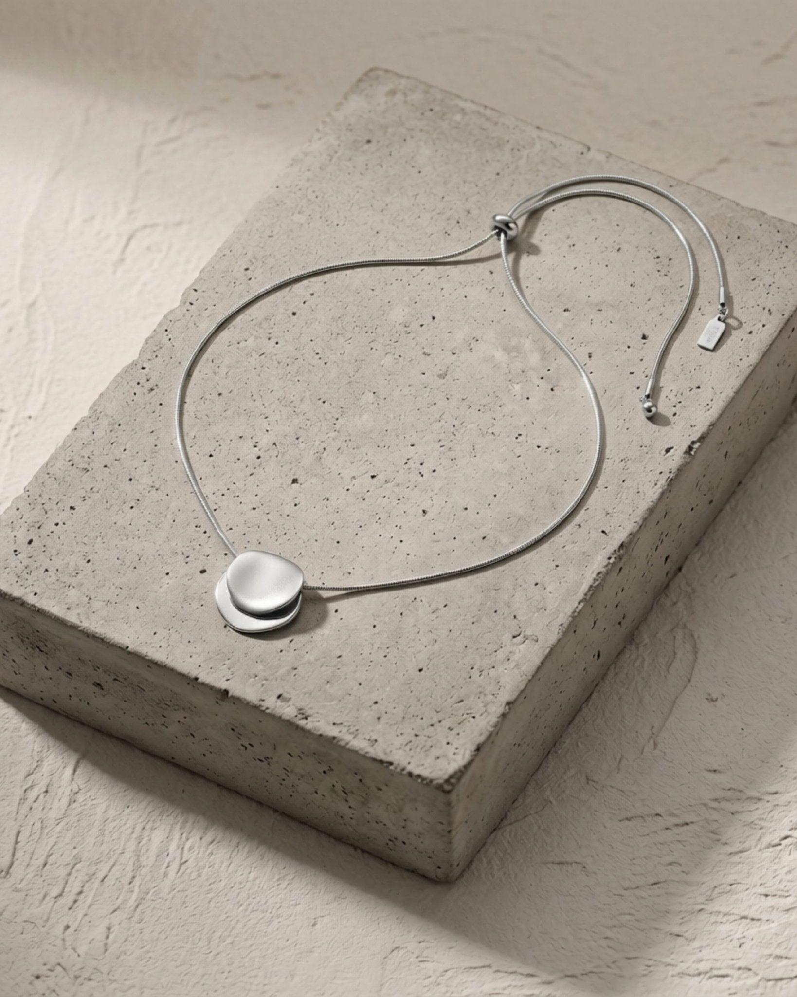 TOVE Waterproof Silver Stainless Steel Necklace - Adjustable Chain & Brushed/Polished Finish - DANSK Copenhagen