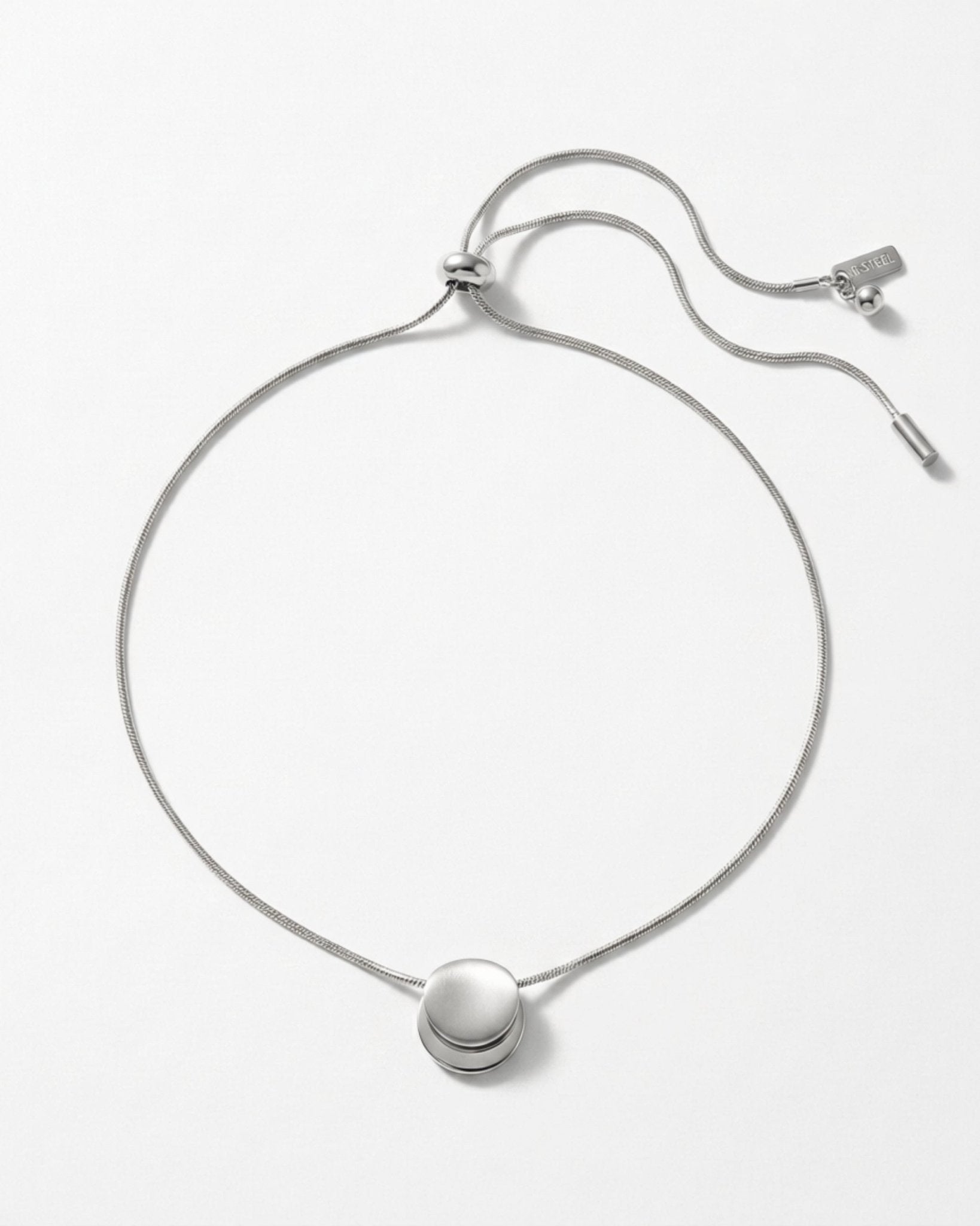 TOVE Waterproof Silver Stainless Steel Necklace - Adjustable Chain & Brushed/Polished Finish - DANSK Copenhagen