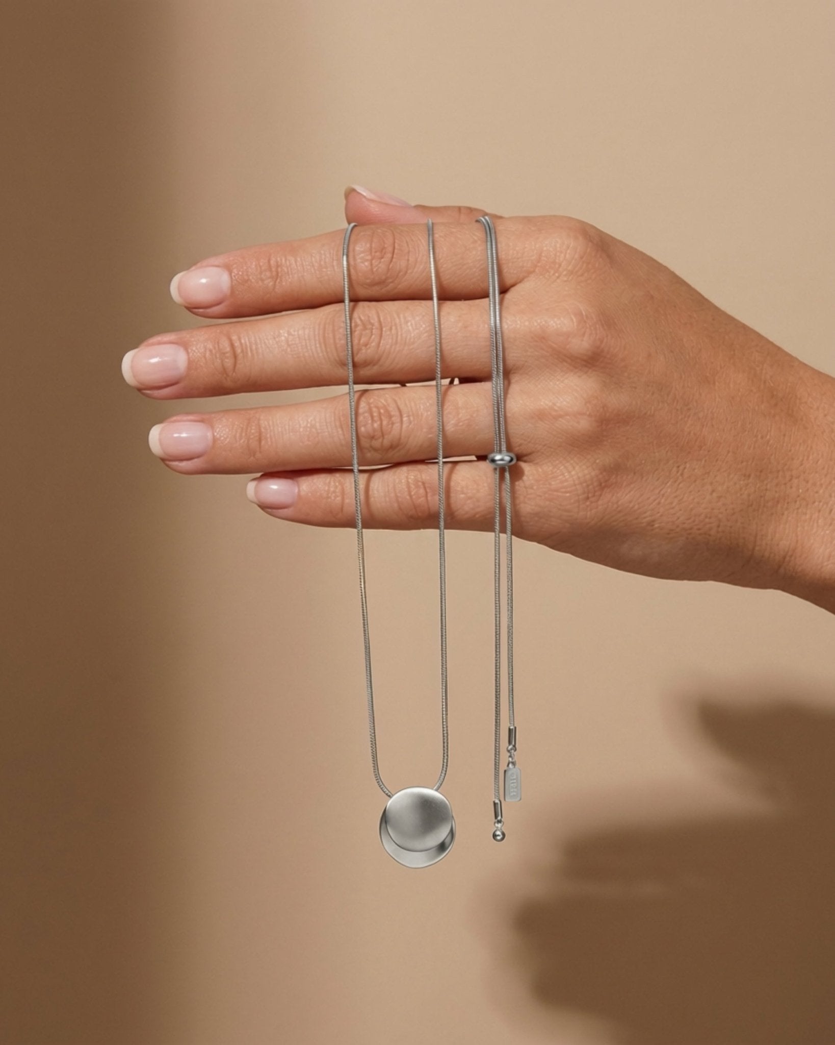TOVE Waterproof Silver Stainless Steel Necklace - Adjustable Chain & Brushed/Polished Finish - DANSK Copenhagen