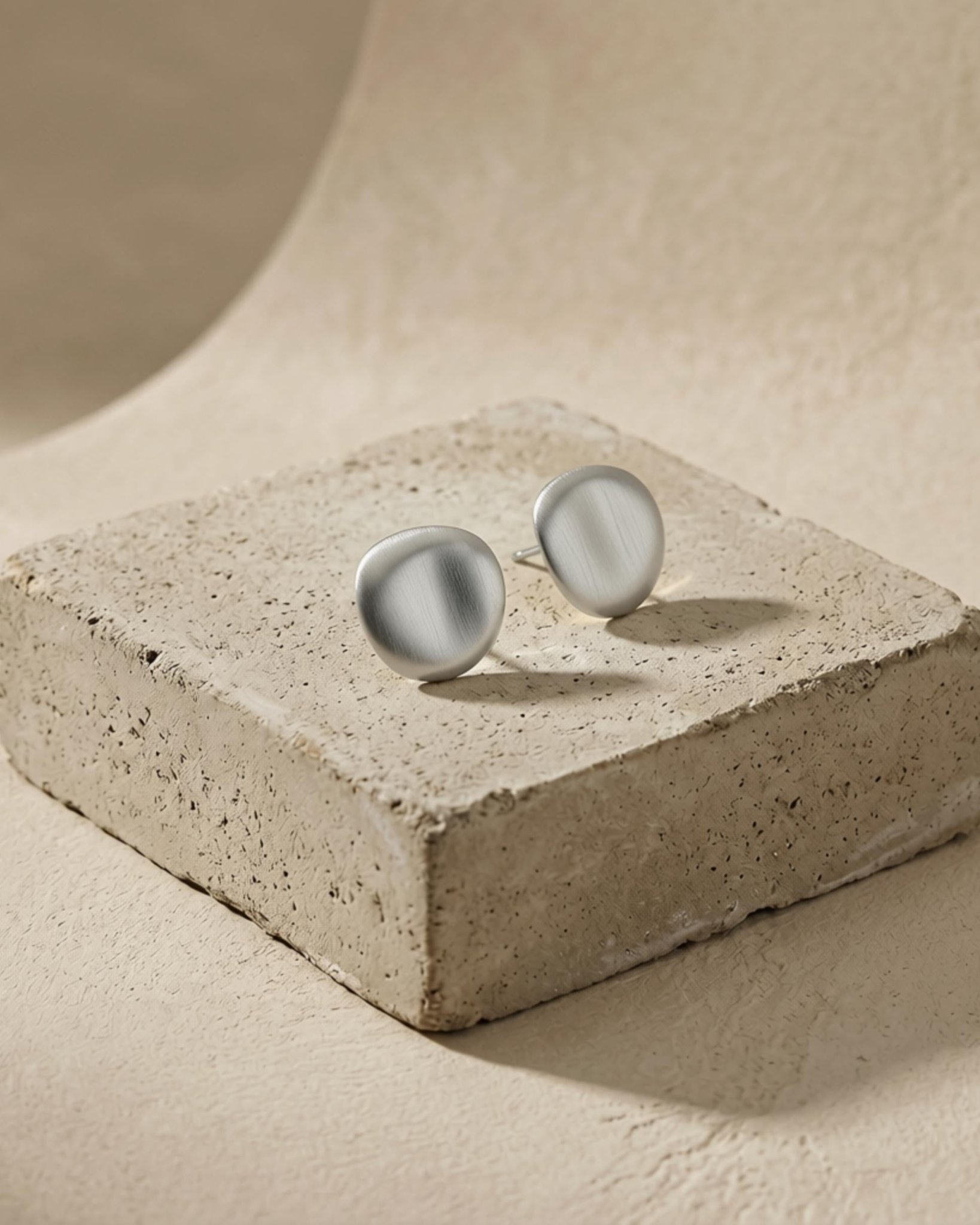 TOVE Waterproof Silver Stainless Steel Post Earrings - Brushed Finish - DANSK Copenhagen