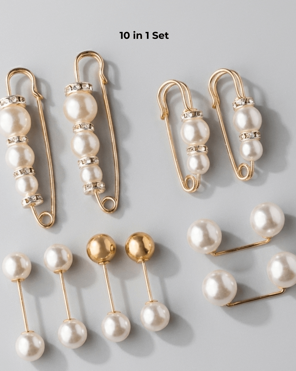 Tracey 10in1 Waist Needle & Brooch Pin, Pearl & Gold -DNSK Copenhagen