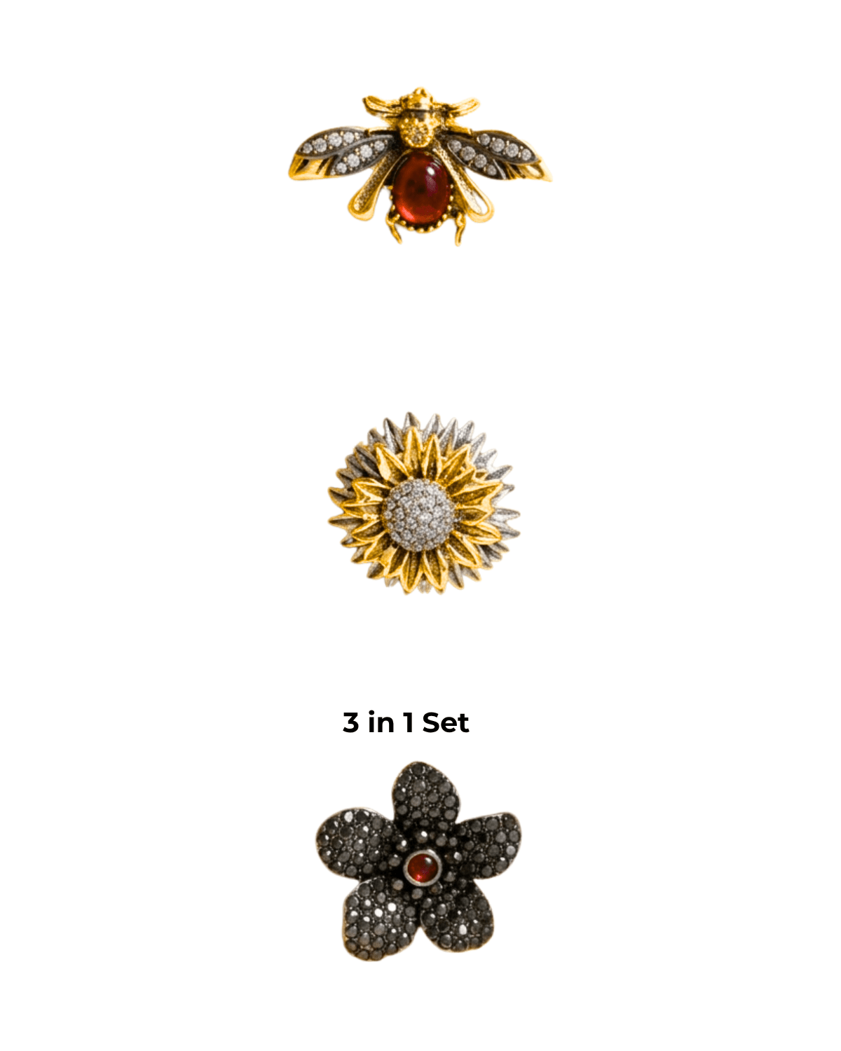 Tracey 3in1 Bee & Flower Brooch Set -DNSK Copenhagen