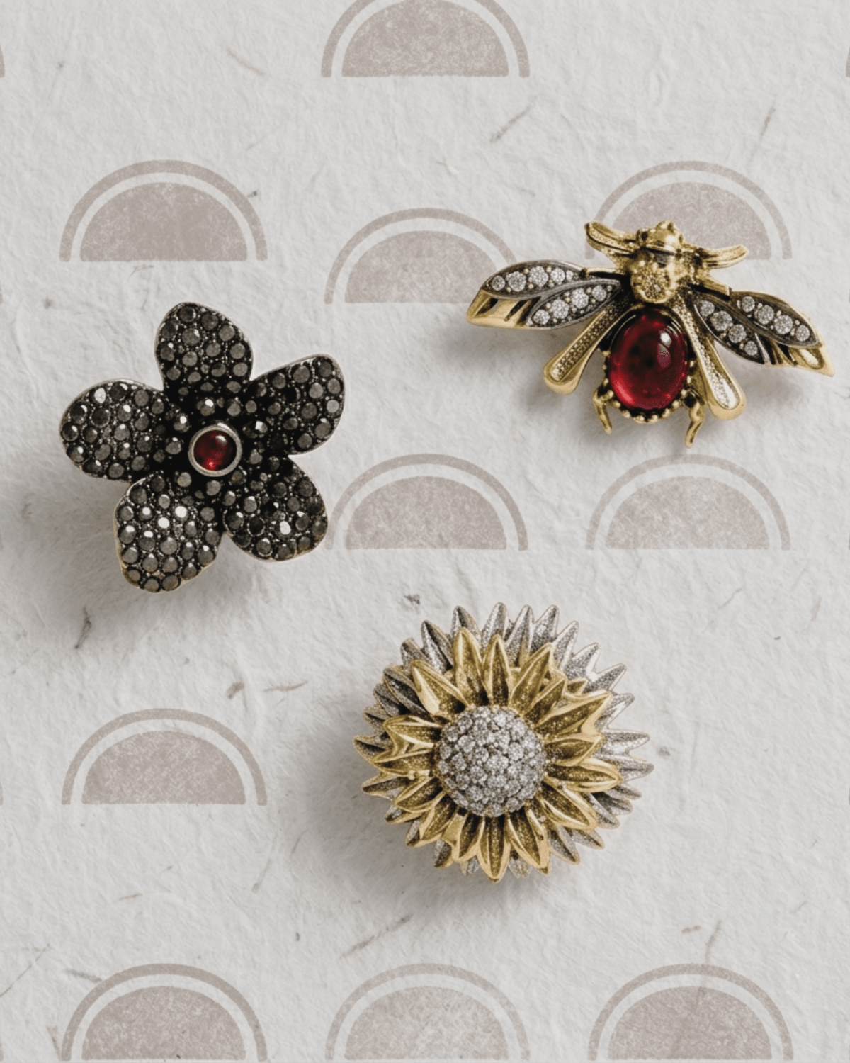 Tracey 3in1 Bee & Flower Brooch Set -DNSK Copenhagen