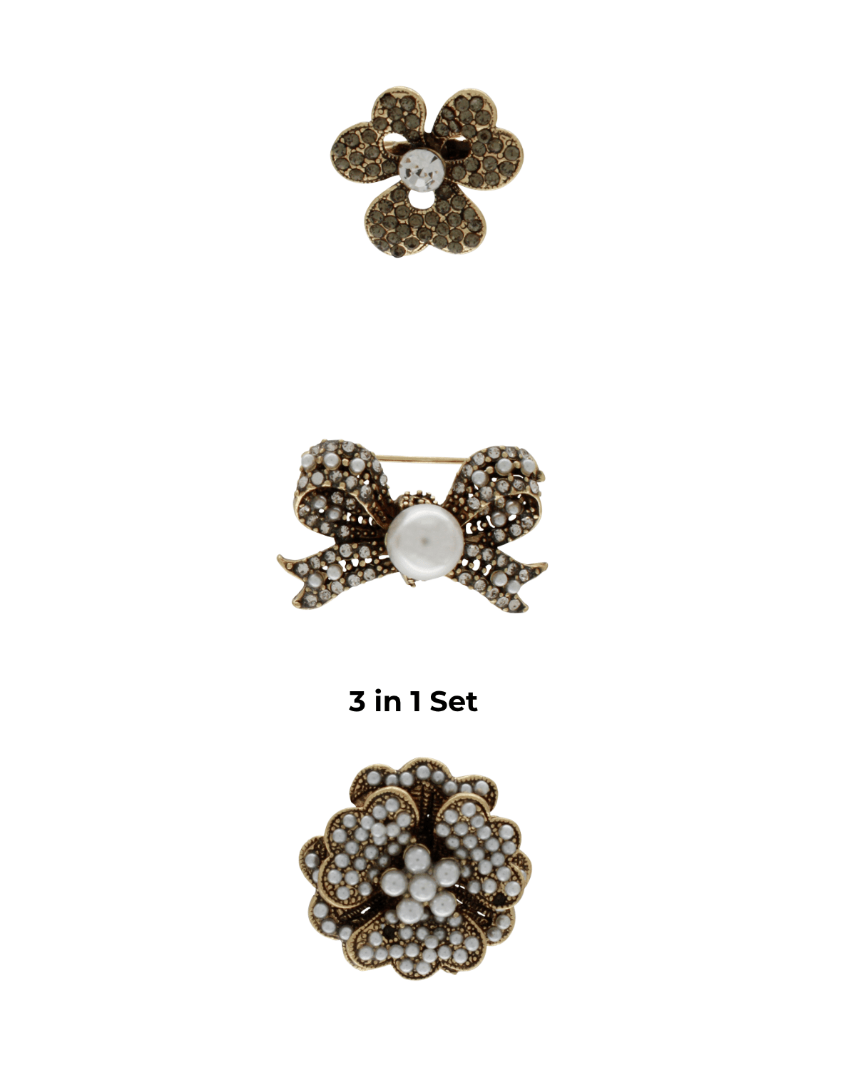 Tracey 3in1 Bow Pearl Brooch Set -DNSK Copenhagen