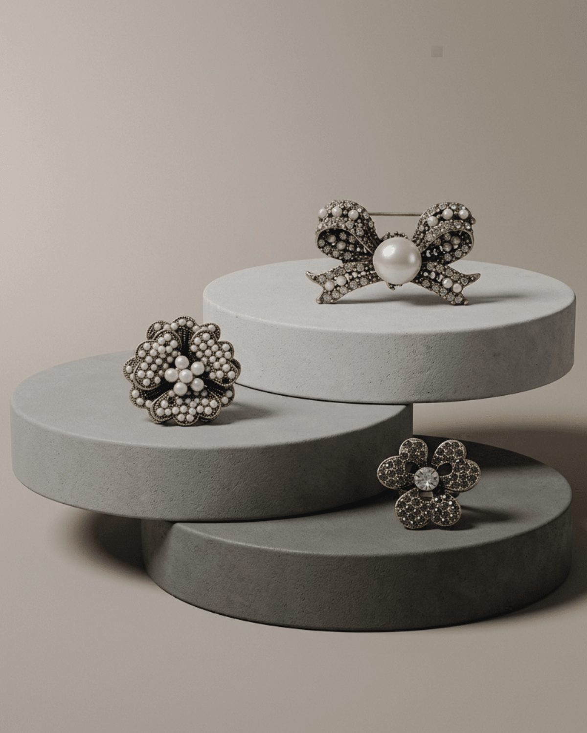 Tracey 3in1 Bow Pearl Brooch Set -DNSK Copenhagen