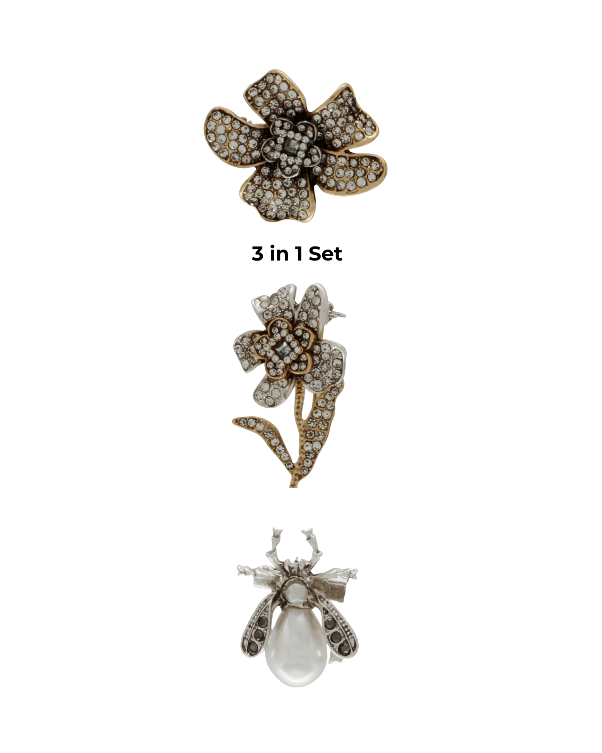 Tracey 3in1 Flower Brooch Set -DNSK Copenhagen