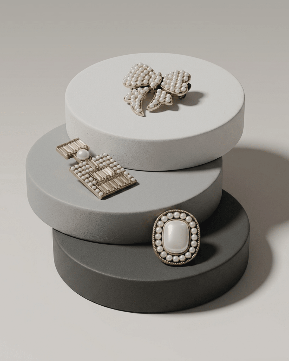 Tracey 3in1 Smooked Diamond & Pearl Brooch Set -DNSK Copenhagen