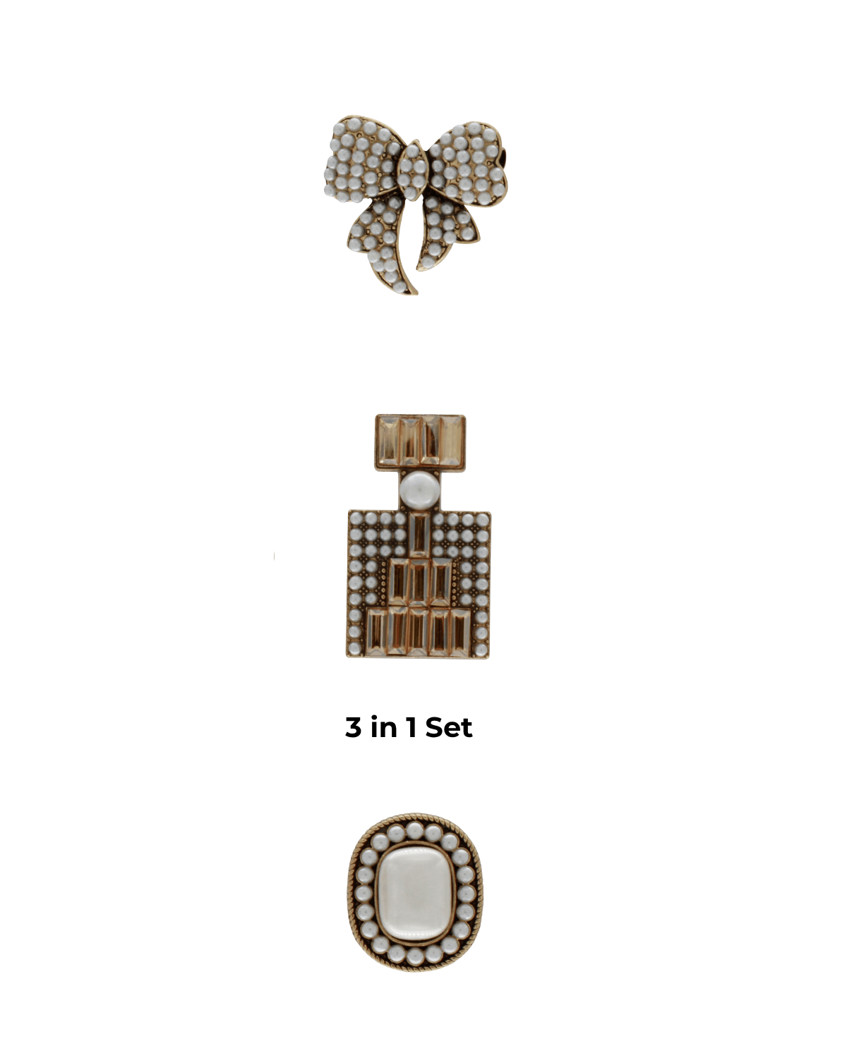 Tracey 3in1 Smooked Diamond & Pearl Brooch Set -DNSK Copenhagen