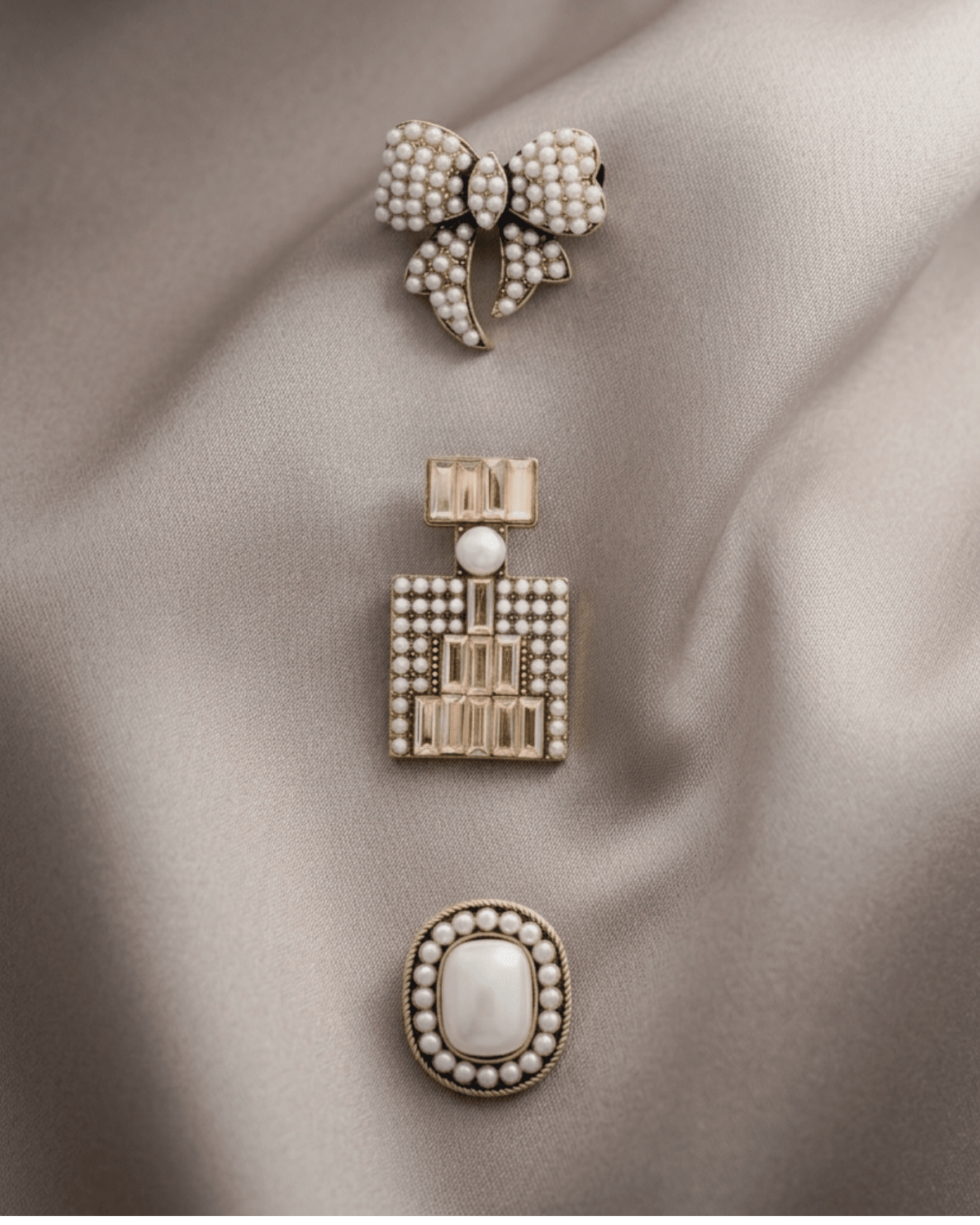 Tracey 3in1 Smooked Diamond & Pearl Brooch Set -DNSK Copenhagen