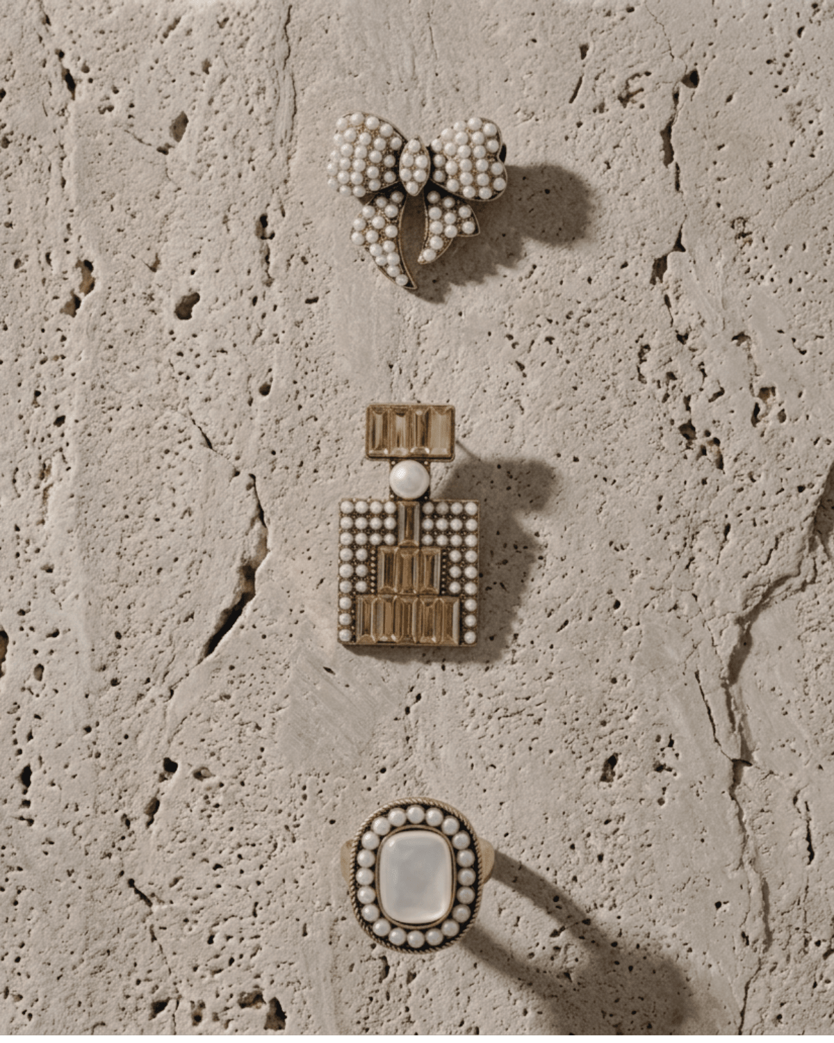 Tracey 3in1 Smooked Diamond & Pearl Brooch Set -DNSK Copenhagen