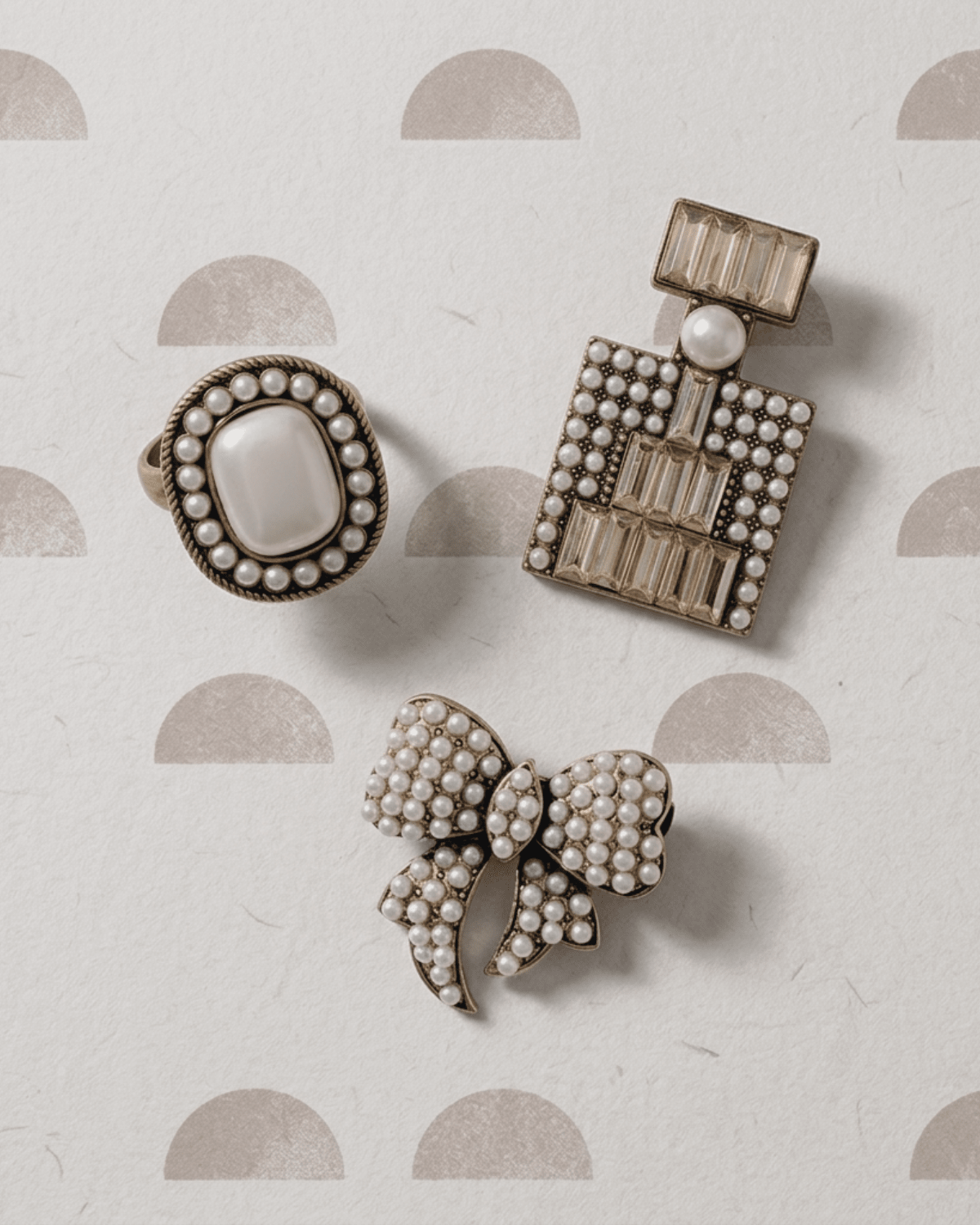 Tracey 3in1 Smooked Diamond & Pearl Brooch Set -DNSK Copenhagen