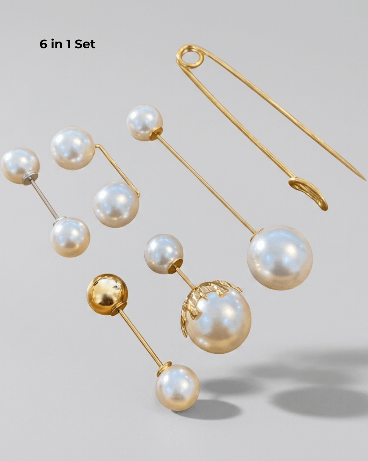 Tracey 6in1 Waist Needle & Brooch Pin, Pearl & Gold -DNSK Copenhagen