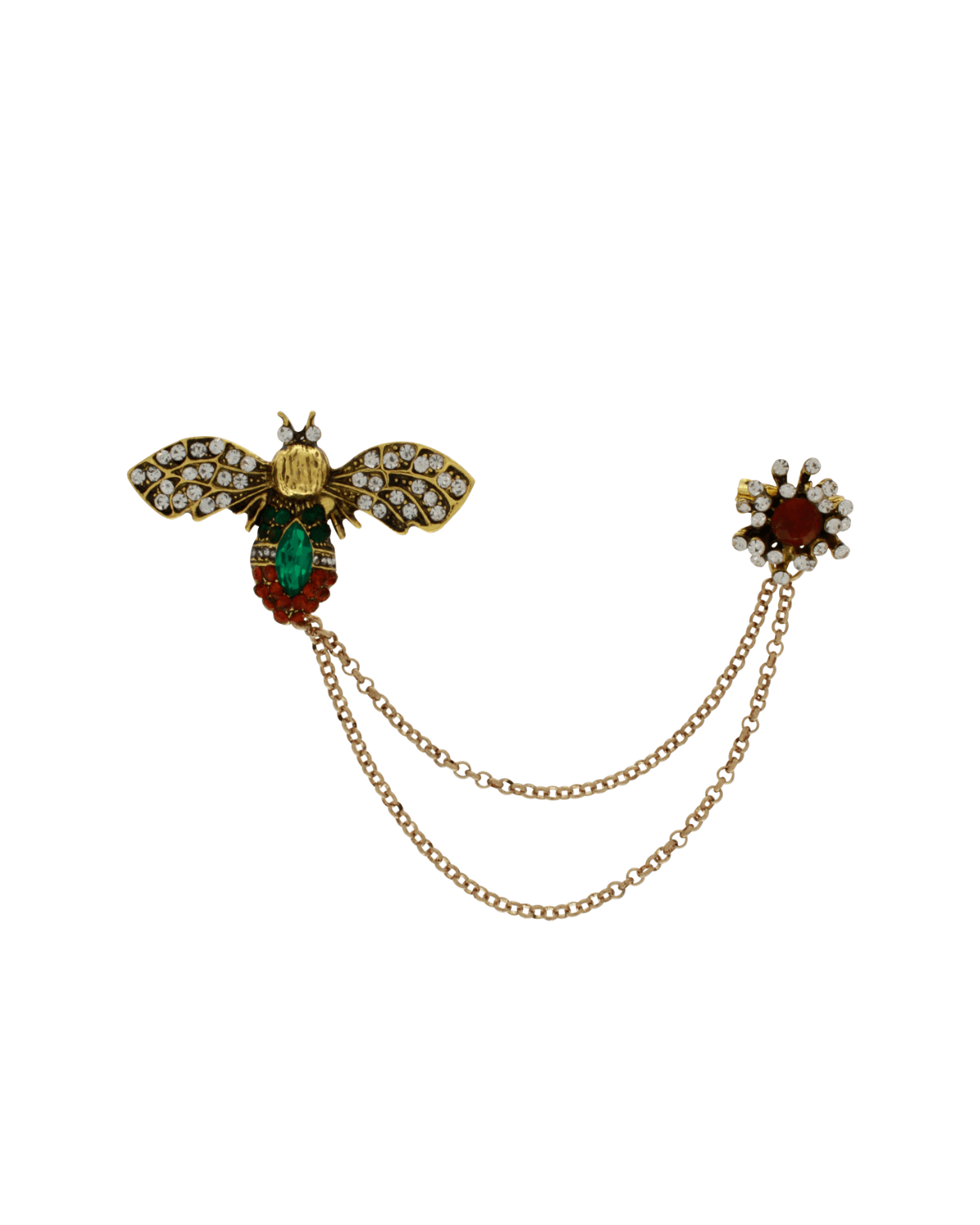 Tracey Bee With Chain Brooch Green 30x47x105mm -DNSK Copenhagen