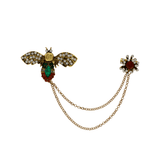 Tracey Bee With Chain Brooch Green 30x47x105mm -DNSK Copenhagen