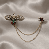Tracey Bee With Chain Brooch Green 30x47x105mm -DNSK Copenhagen