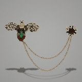 Tracey Bee With Chain Brooch Green 30x47x105mm -DNSK Copenhagen