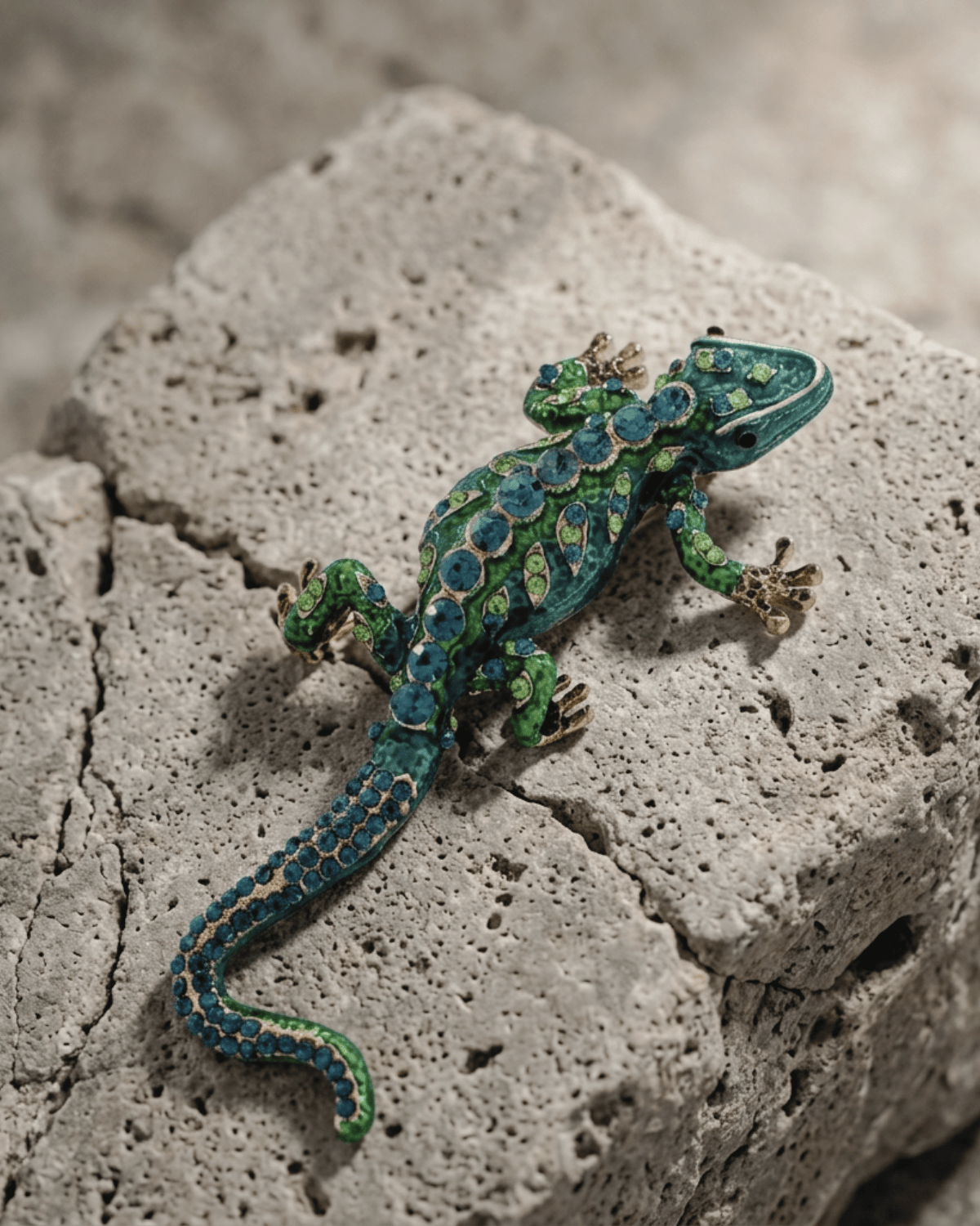 Tracey Salamander Brooch Green 102x56mm -DNSK Copenhagen