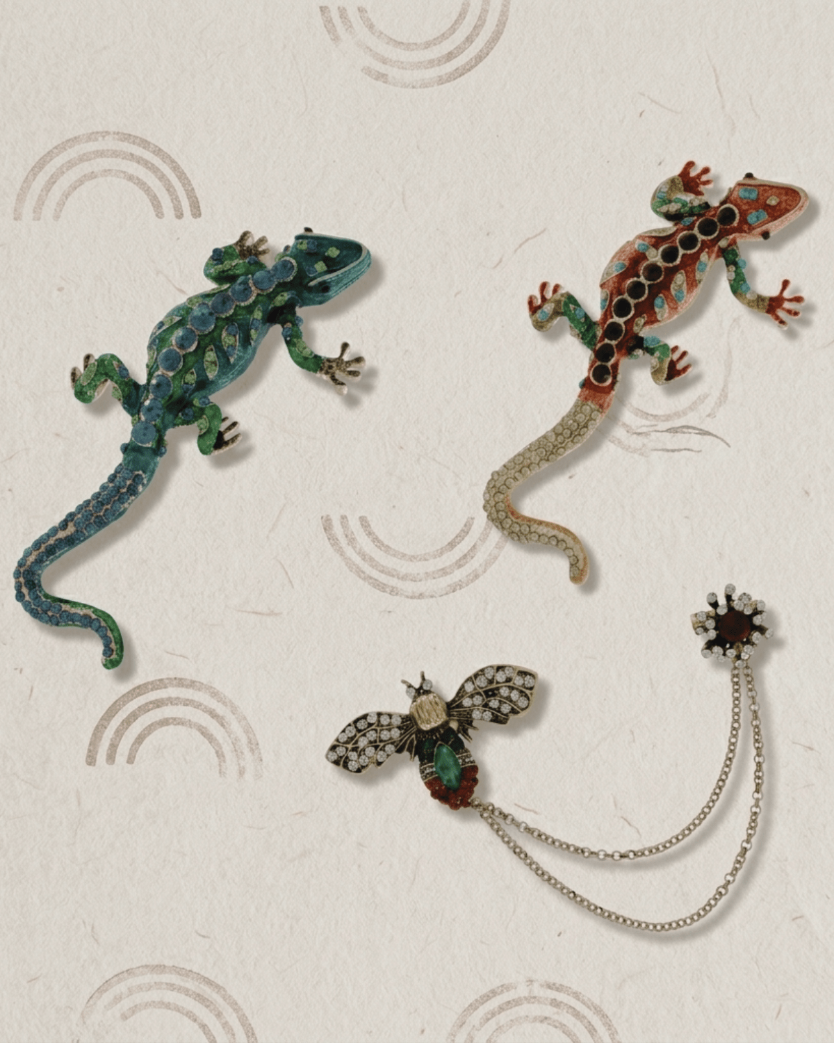 Tracey Salamander Brooch Green 102x56mm -DNSK Copenhagen