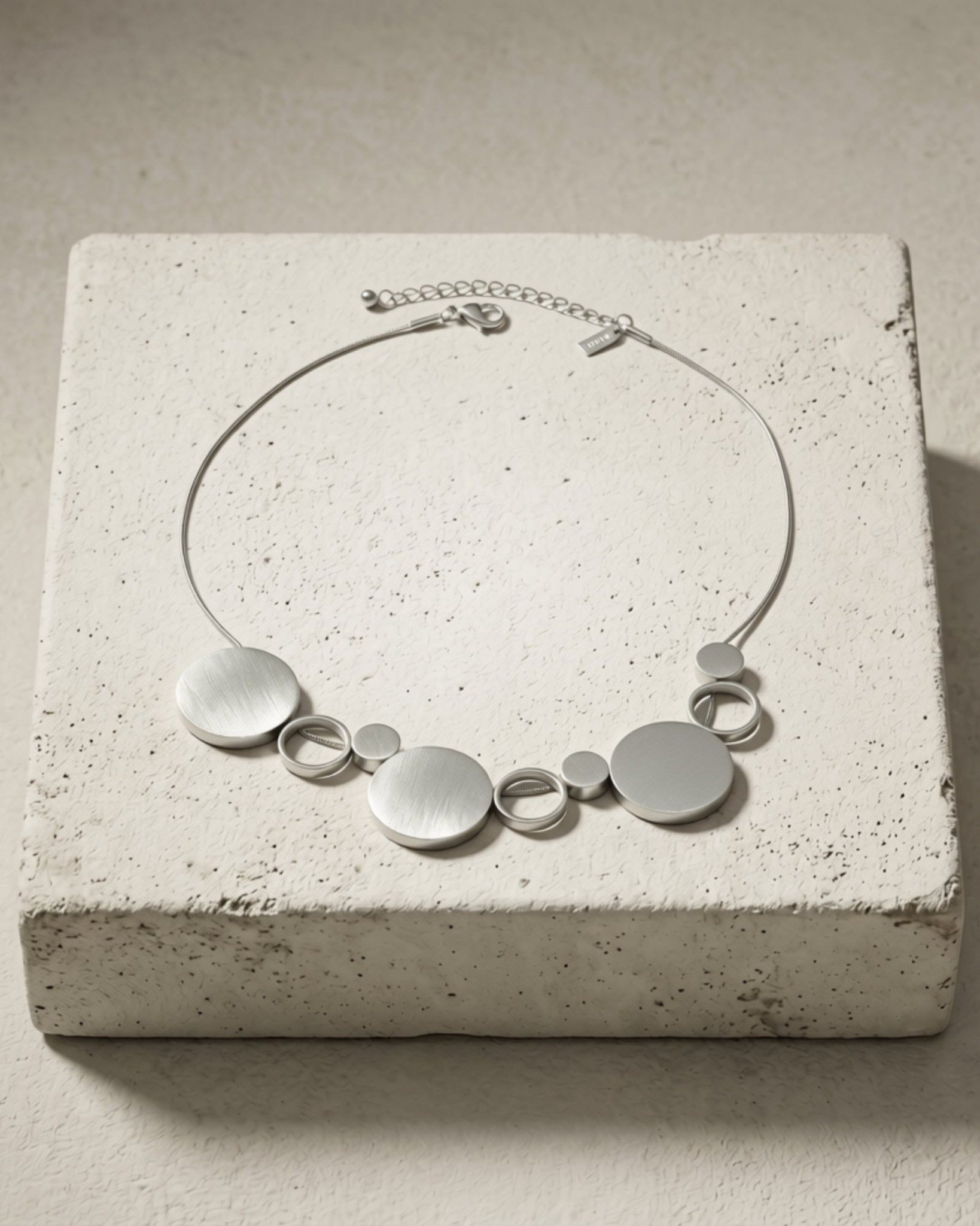 TYRA Waterproof Silver Stainless Steel Short Necklace – Sanded Finish - DANSK Copenhagen
