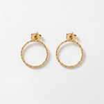 VILJA Waterproof 18K Gold Plated Post Earrings - Structured Stainless Steel - DANSK Copenhagen