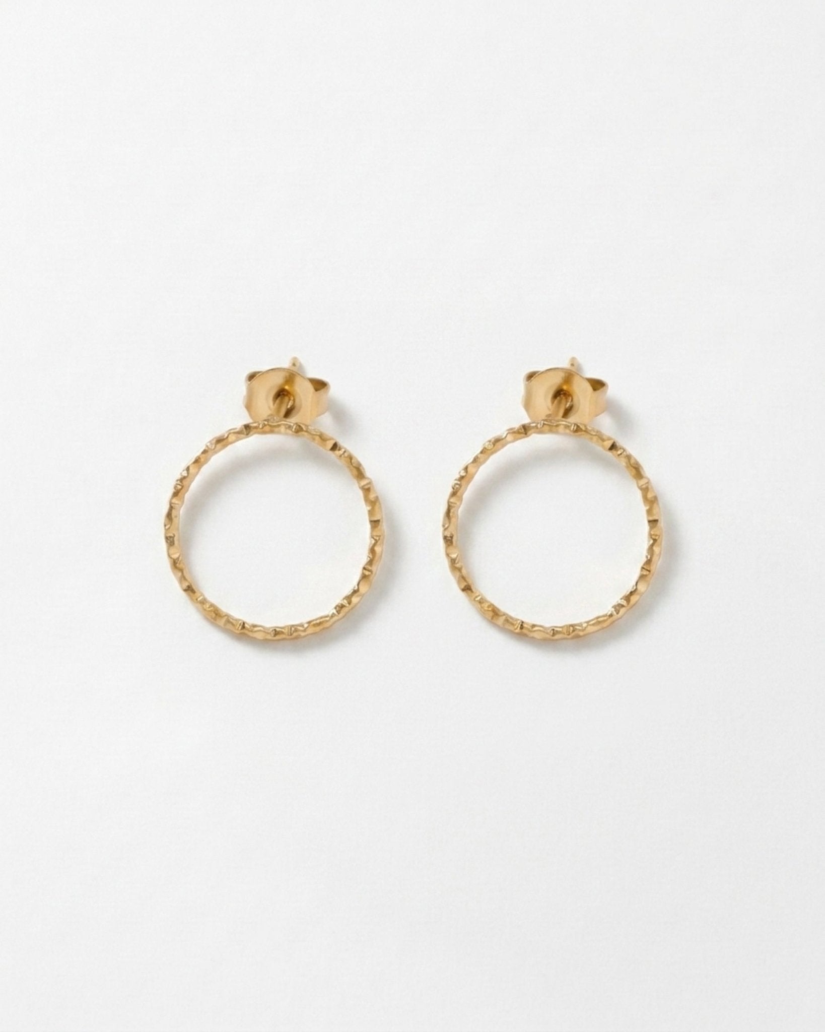 VILJA Waterproof 18K Gold Plated Post Earrings - Structured Stainless Steel - DANSK Copenhagen