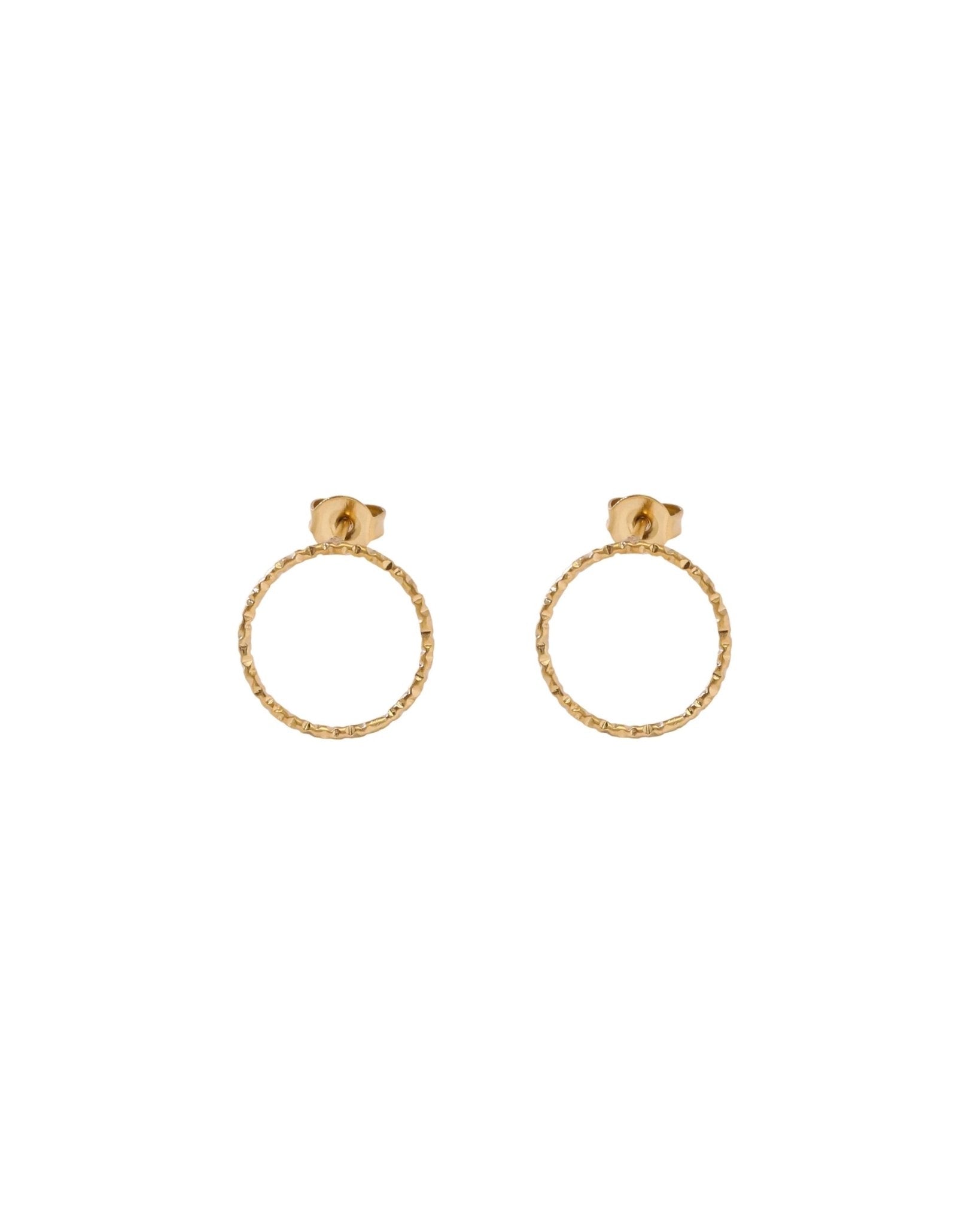 VILJA Waterproof 18K Gold Plated Post Earrings - Structured Stainless Steel - DANSK Copenhagen