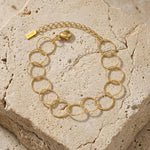 VILJA Waterproof 18K Gold Plated Round Link Bracelet - Structured Stainless Steel - DANSK Copenhagen