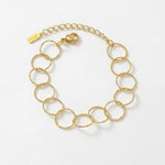 VILJA Waterproof 18K Gold Plated Round Link Bracelet - Structured Stainless Steel - DANSK Copenhagen