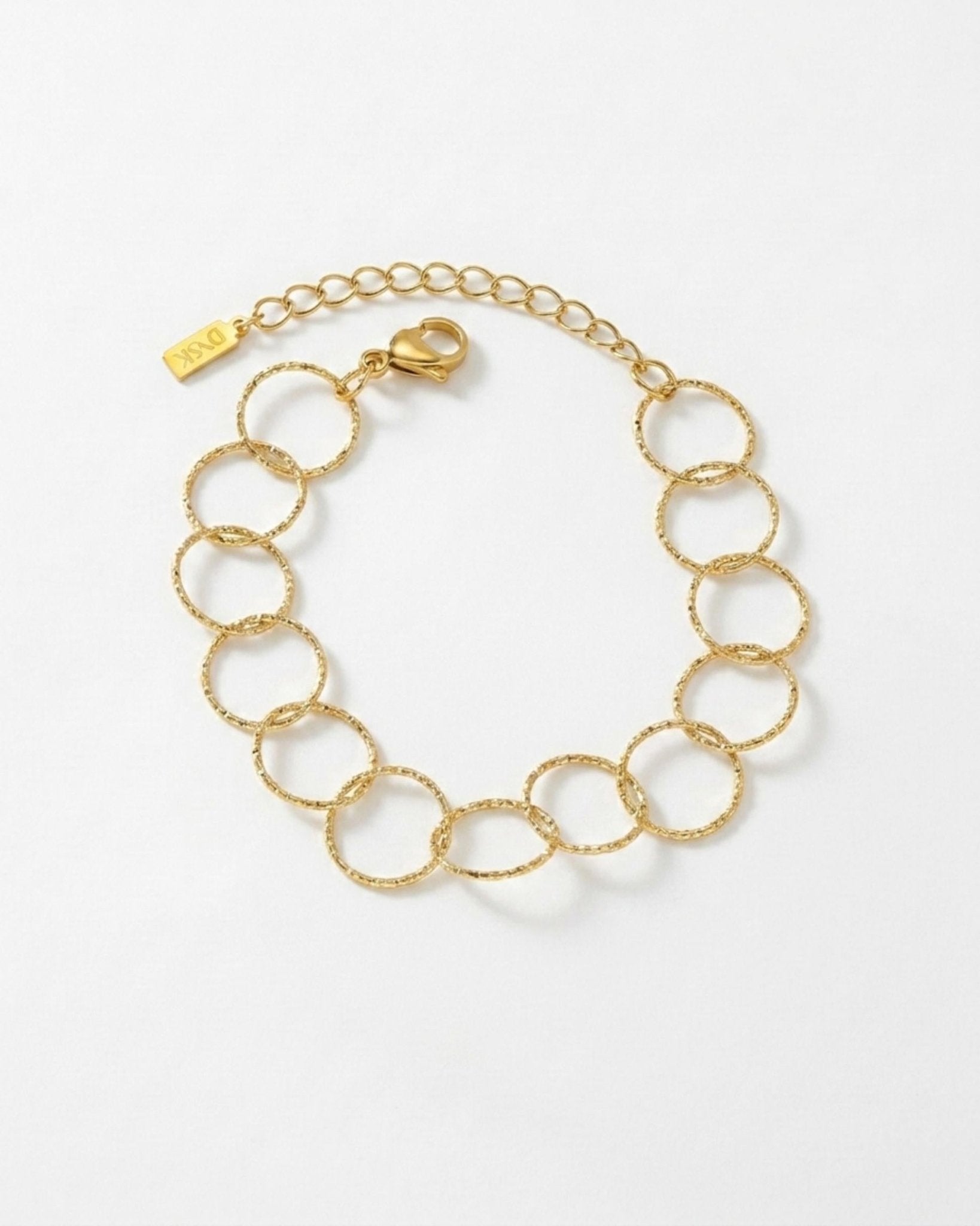VILJA Waterproof 18K Gold Plated Round Link Bracelet - Structured Stainless Steel - DANSK Copenhagen
