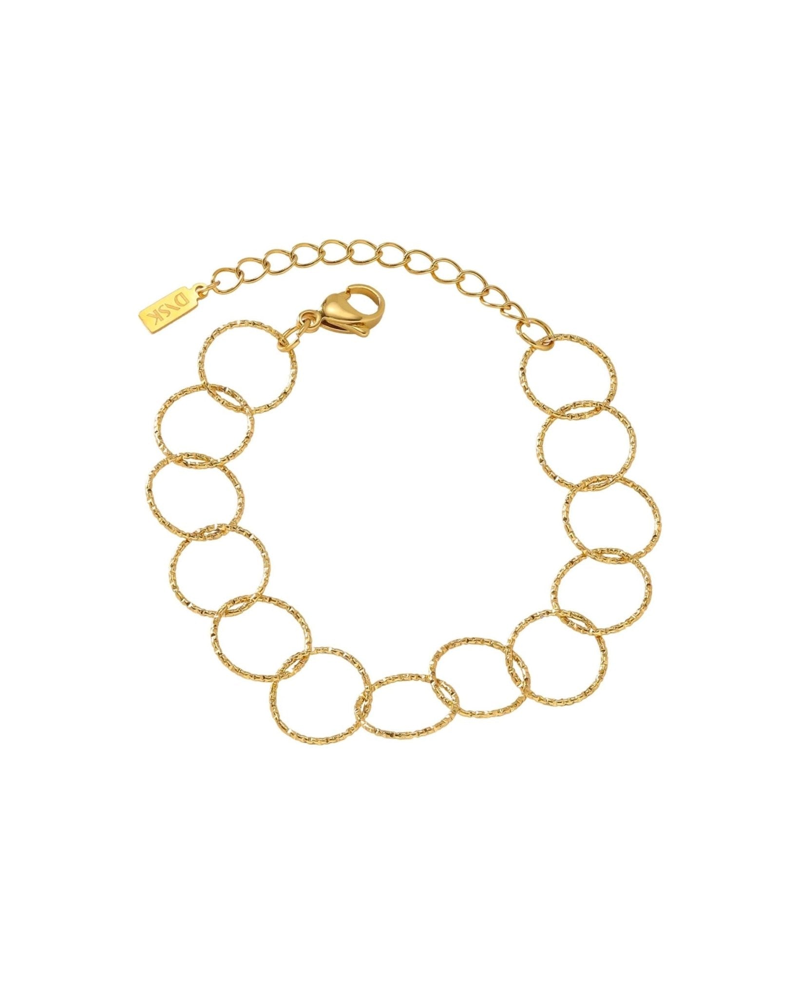VILJA Waterproof 18K Gold Plated Round Link Bracelet - Structured Stainless Steel - DANSK Copenhagen