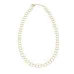 VILJA Waterproof 18K Gold Plated Round Long Link Necklace - Structured Stainless Steel - DANSK Copenhagen