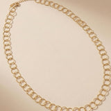 VILJA Waterproof 18K Gold Plated Round Long Link Necklace - Structured Stainless Steel - DANSK Copenhagen