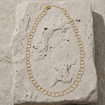 VILJA Waterproof 18K Gold Plated Round Long Link Necklace - Structured Stainless Steel - DANSK Copenhagen