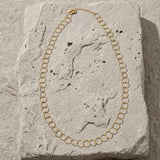 VILJA Waterproof 18K Gold Plated Round Long Link Necklace - Structured Stainless Steel - DANSK Copenhagen