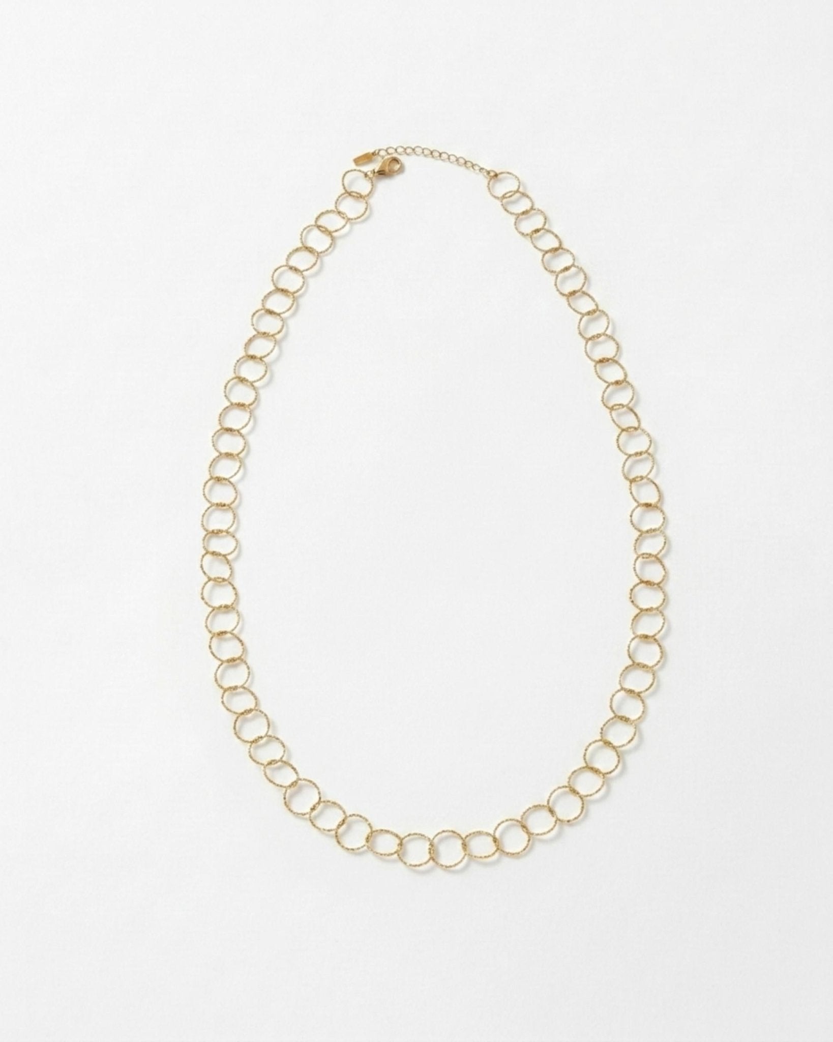 VILJA Waterproof 18K Gold Plated Round Long Link Necklace - Structured Stainless Steel - DANSK Copenhagen
