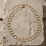 VILJA Waterproof 18K Gold Plated Round Short Link Necklace - Structured Stainless Steel - DANSK Copenhagen