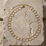 VILJA Waterproof 18K Gold Plated Round Short Link Necklace - Structured Stainless Steel - DANSK Copenhagen