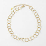 VILJA Waterproof 18K Gold Plated Round Short Link Necklace - Structured Stainless Steel - DANSK Copenhagen