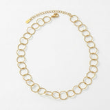 VILJA Waterproof 18K Gold Plated Round Short Link Necklace - Structured Stainless Steel - DANSK Copenhagen