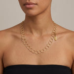 VILJA Waterproof 18K Gold Plated Round Short Link Necklace - Structured Stainless Steel - DANSK Copenhagen
