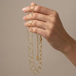 VILJA Waterproof 18K Gold Plated Round Short Link Necklace - Structured Stainless Steel - DANSK Copenhagen