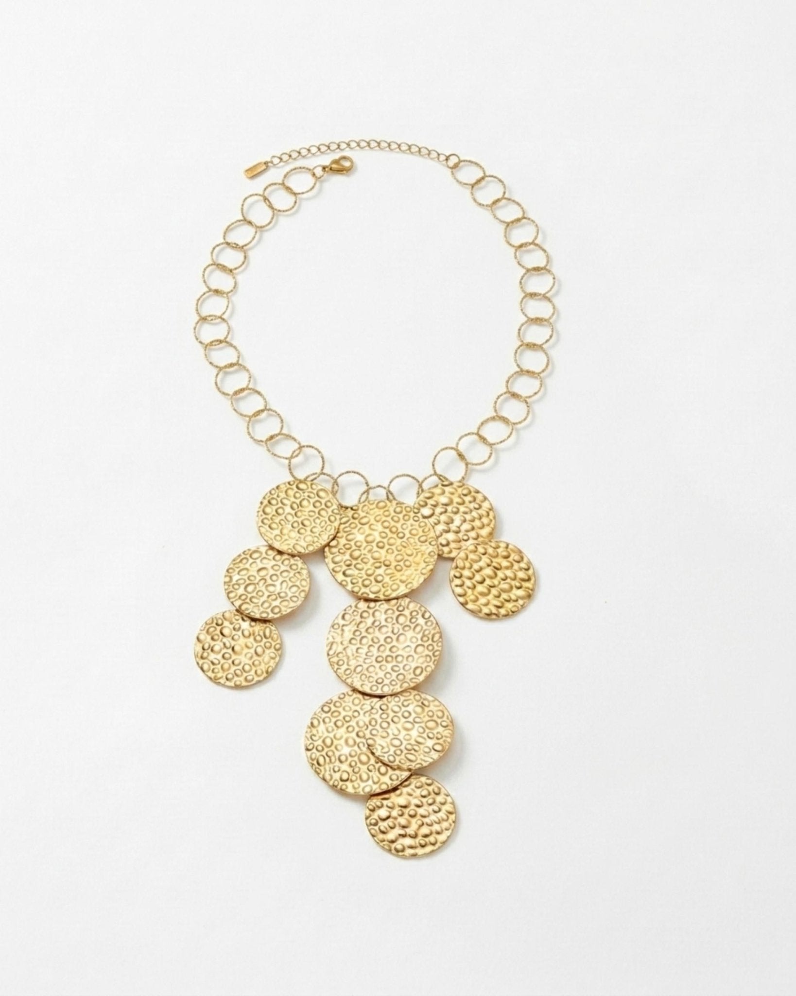 VILJA Waterproof 18K Gold Plated Short Statement Necklace - Hammered/Polished Stainless Steel - DANSK Copenhagen