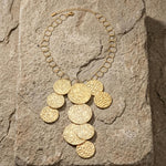 VILJA Waterproof 18K Gold Plated Short Statement Necklace - Hammered/Polished Stainless Steel - DANSK Copenhagen