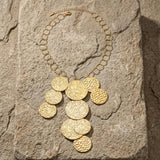 VILJA Waterproof 18K Gold Plated Short Statement Necklace - Hammered/Polished Stainless Steel - DANSK Copenhagen