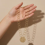 VILJA Waterproof 18K Gold Plated Short Statement Necklace - Hammered/Polished Stainless Steel - DANSK Copenhagen