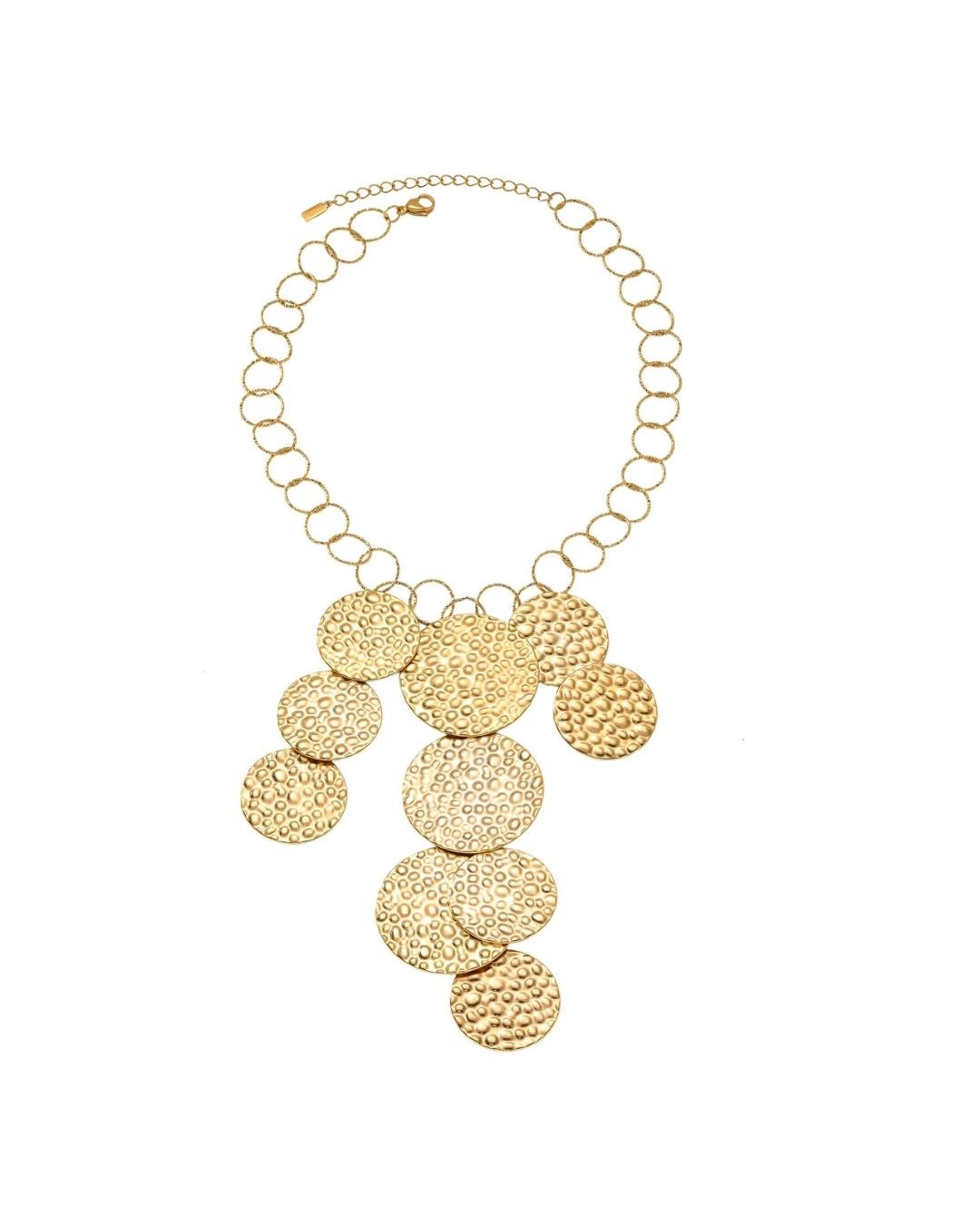 VILJA Waterproof 18K Gold Plated Short Statement Necklace - Hammered/Polished Stainless Steel - DANSK Copenhagen